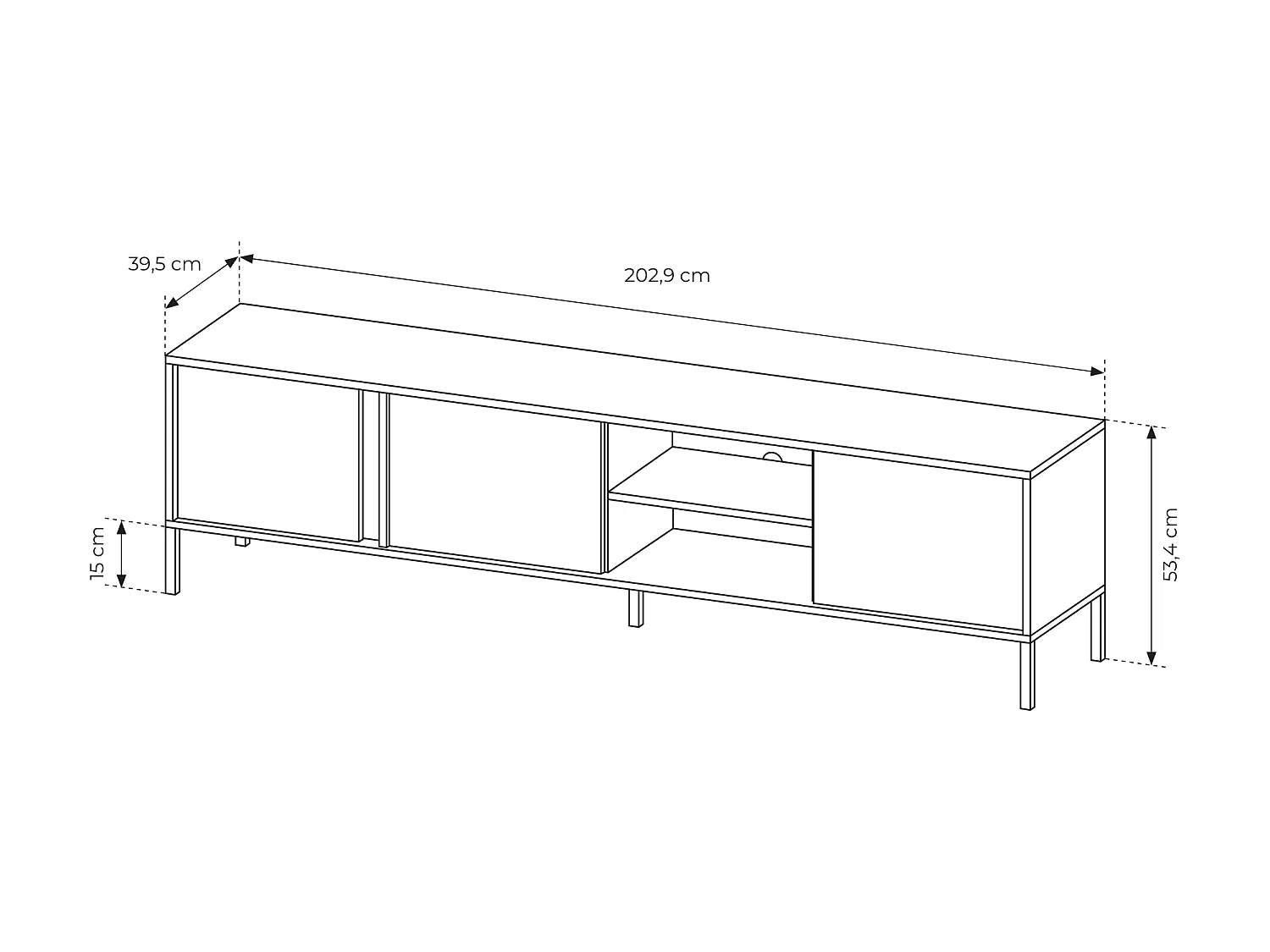Table de télévision DAST 3D LED 203x40x54 Beige