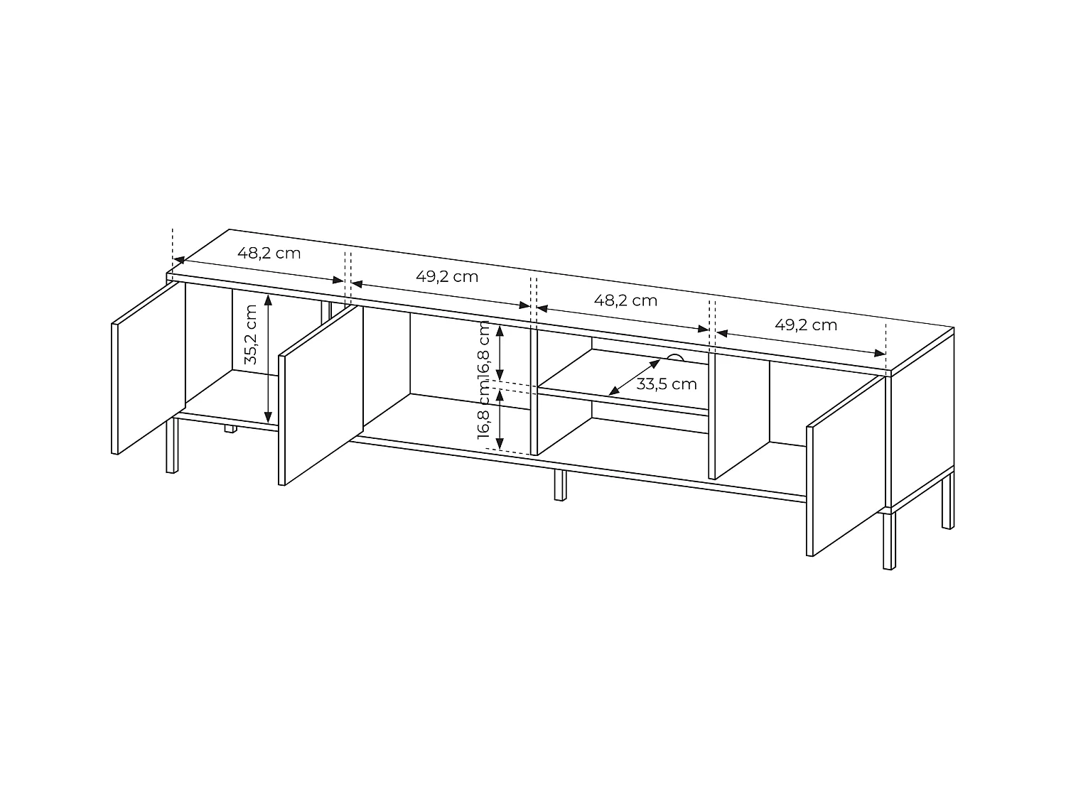 Table de télévision DAST 3D LED 203x40x54 Beige