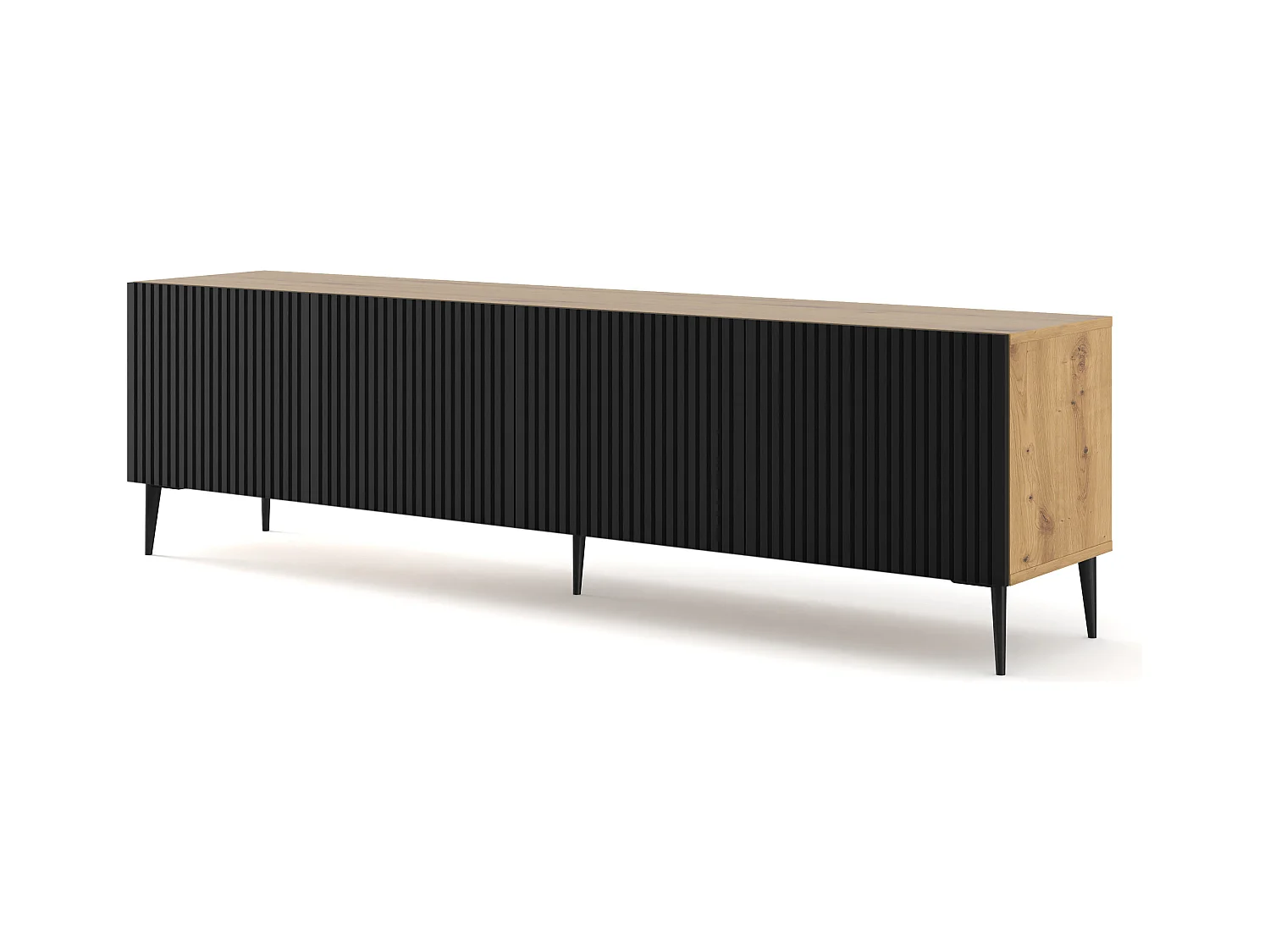 Table de télévision RavennaB 200x42x56 Crème & Noir