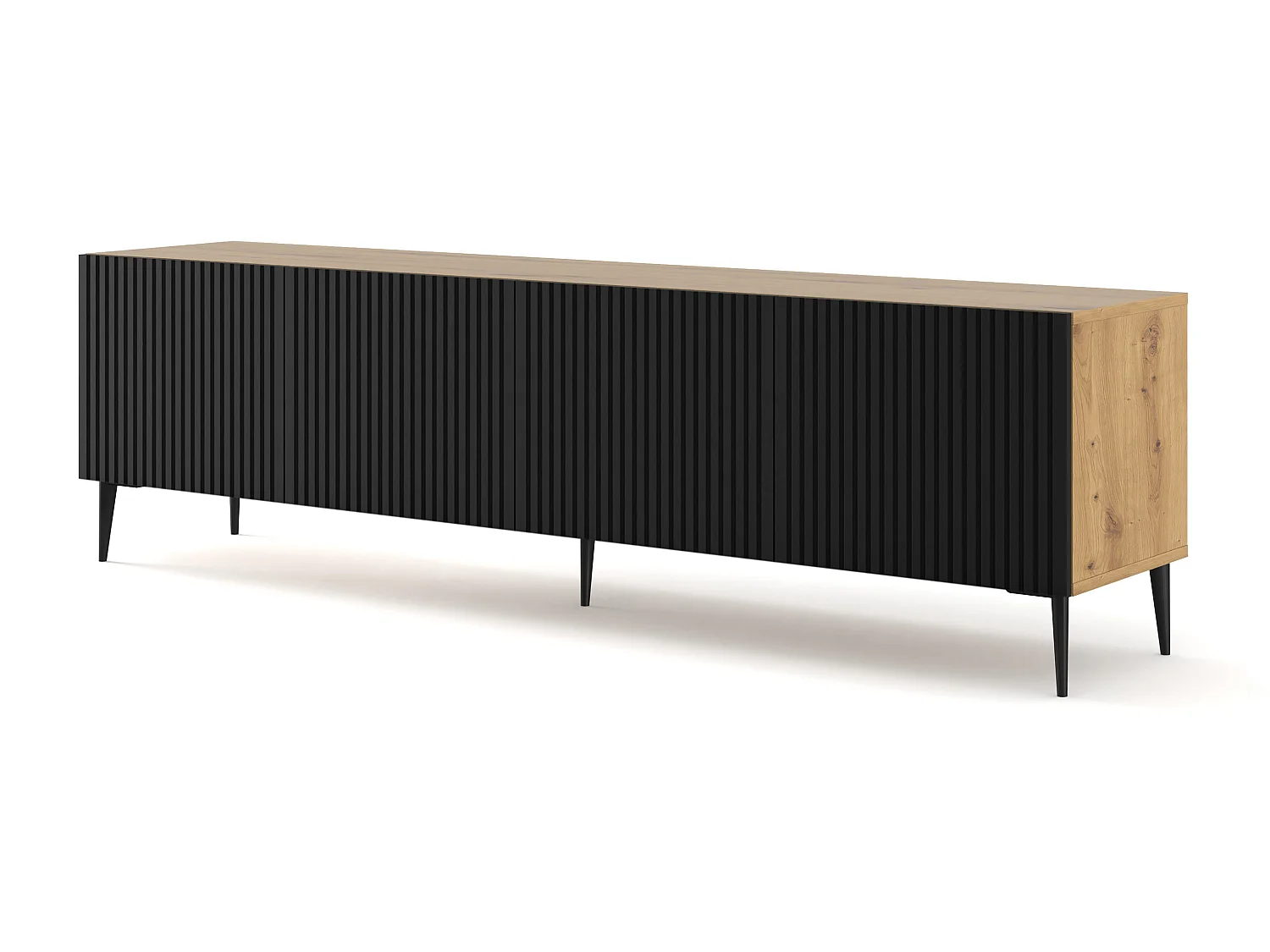 Table de télévision RavennaB 200x42x56 Crème & Noir