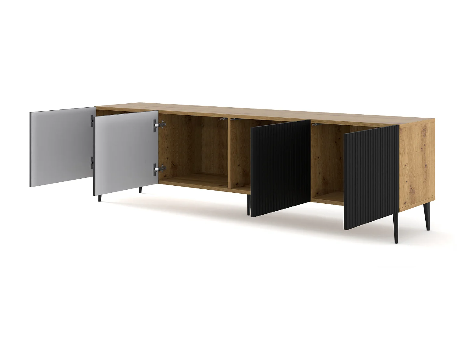 Table de télévision RavennaB 200x42x56 Crème & Noir