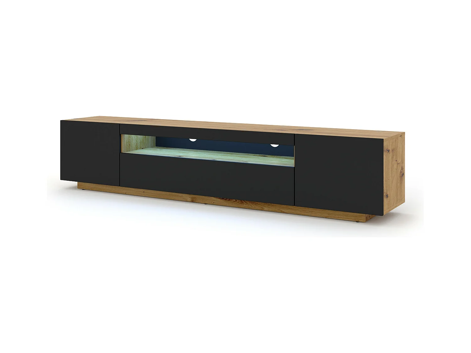 Table de télévision AURA LED 200x37x42 Crème & Noir