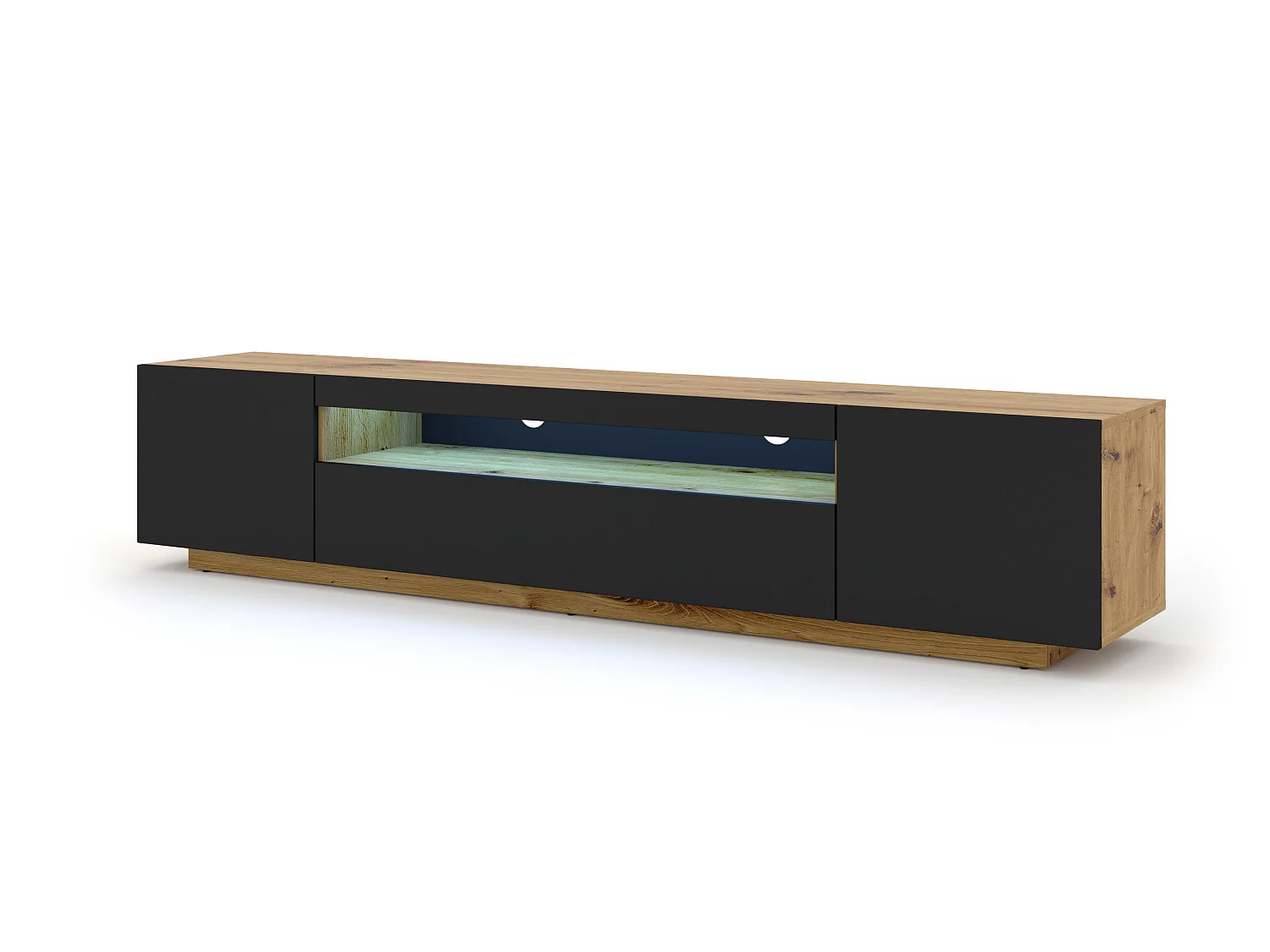 Table de télévision AURA LED 200x37x42 Crème & Noir