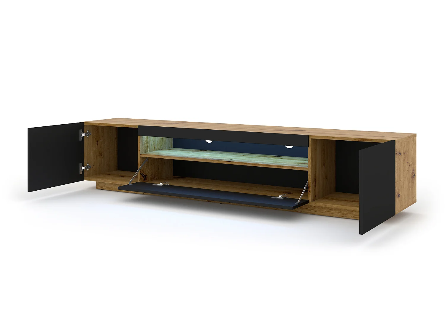 Table de télévision AURA LED 200x37x42 Crème & Noir
