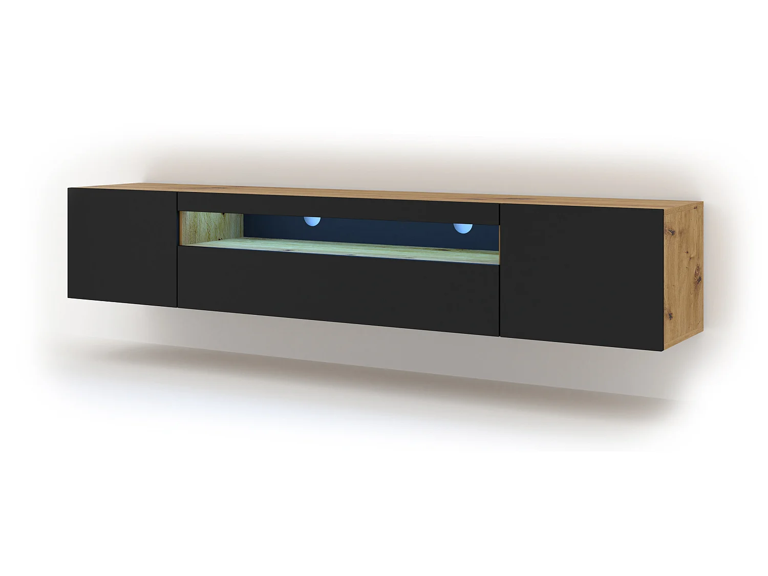 Table de télévision AURA LED 200x37x42 Crème & Noir