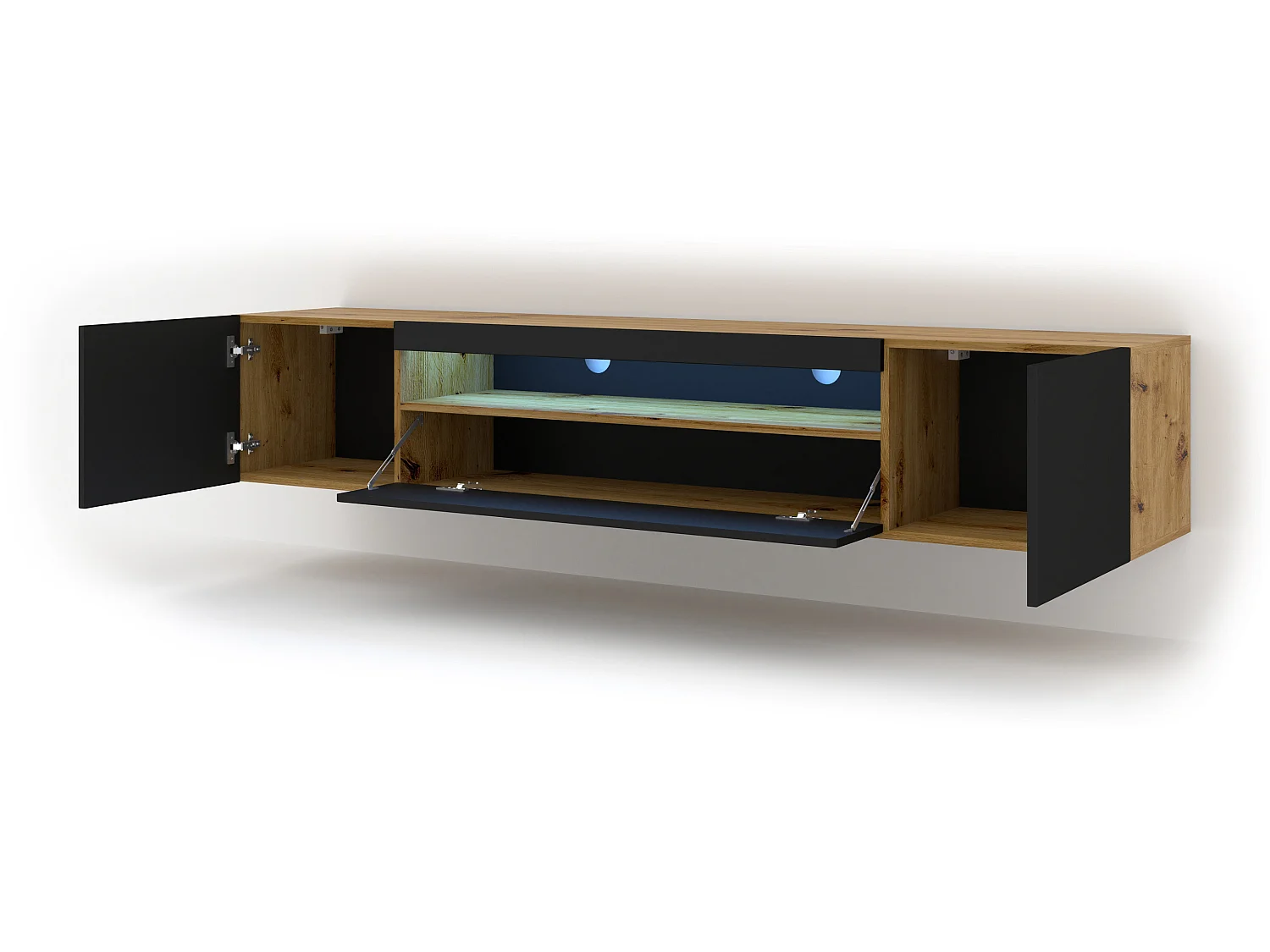 Table de télévision AURA LED 200x37x42 Crème & Noir