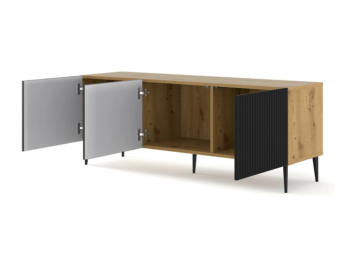 Mesa TV RavennaB 150x42x56 Crema & Negro