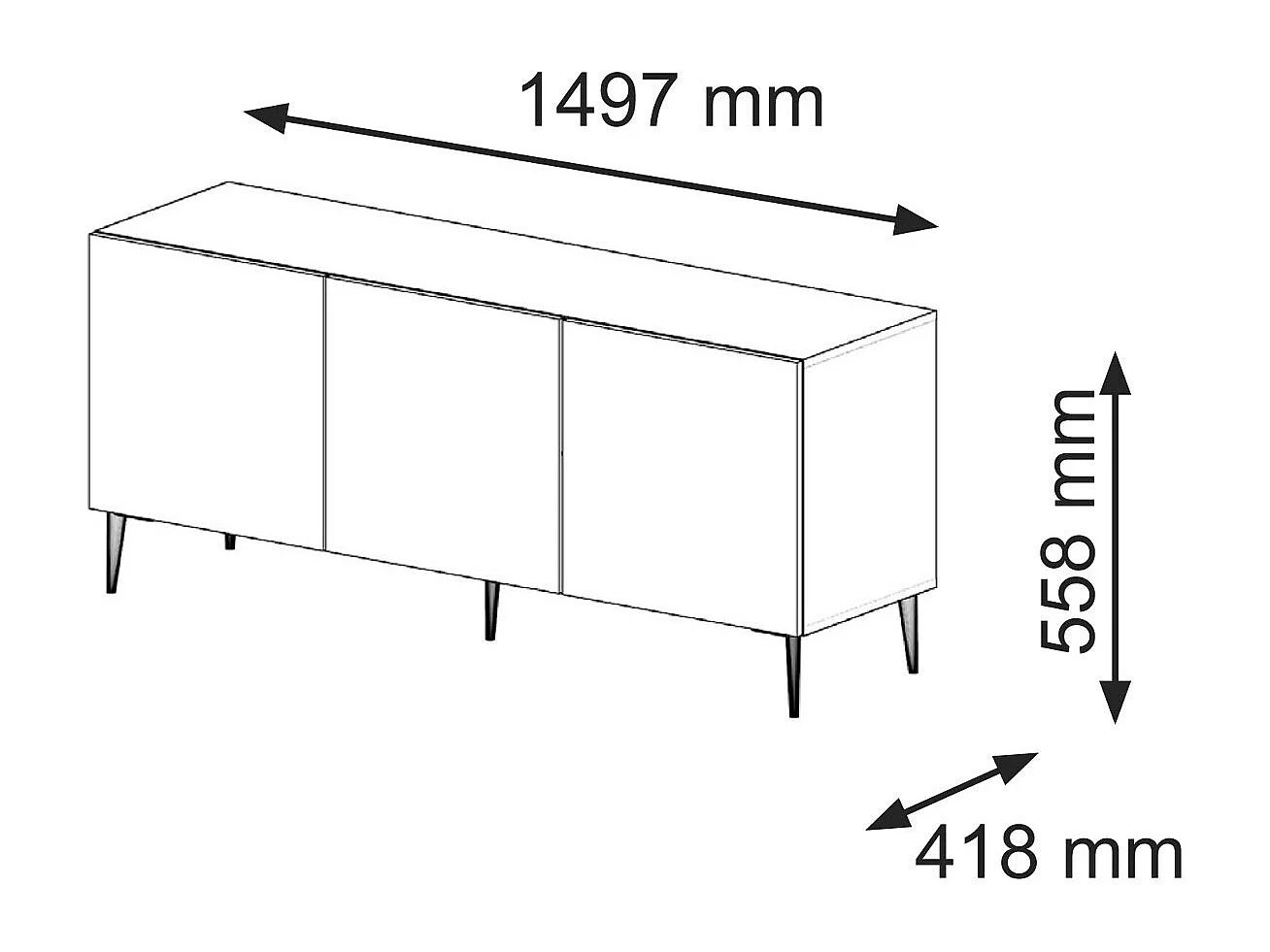 Mesa TV RavennaB 150x42x56 Crema & Negro
