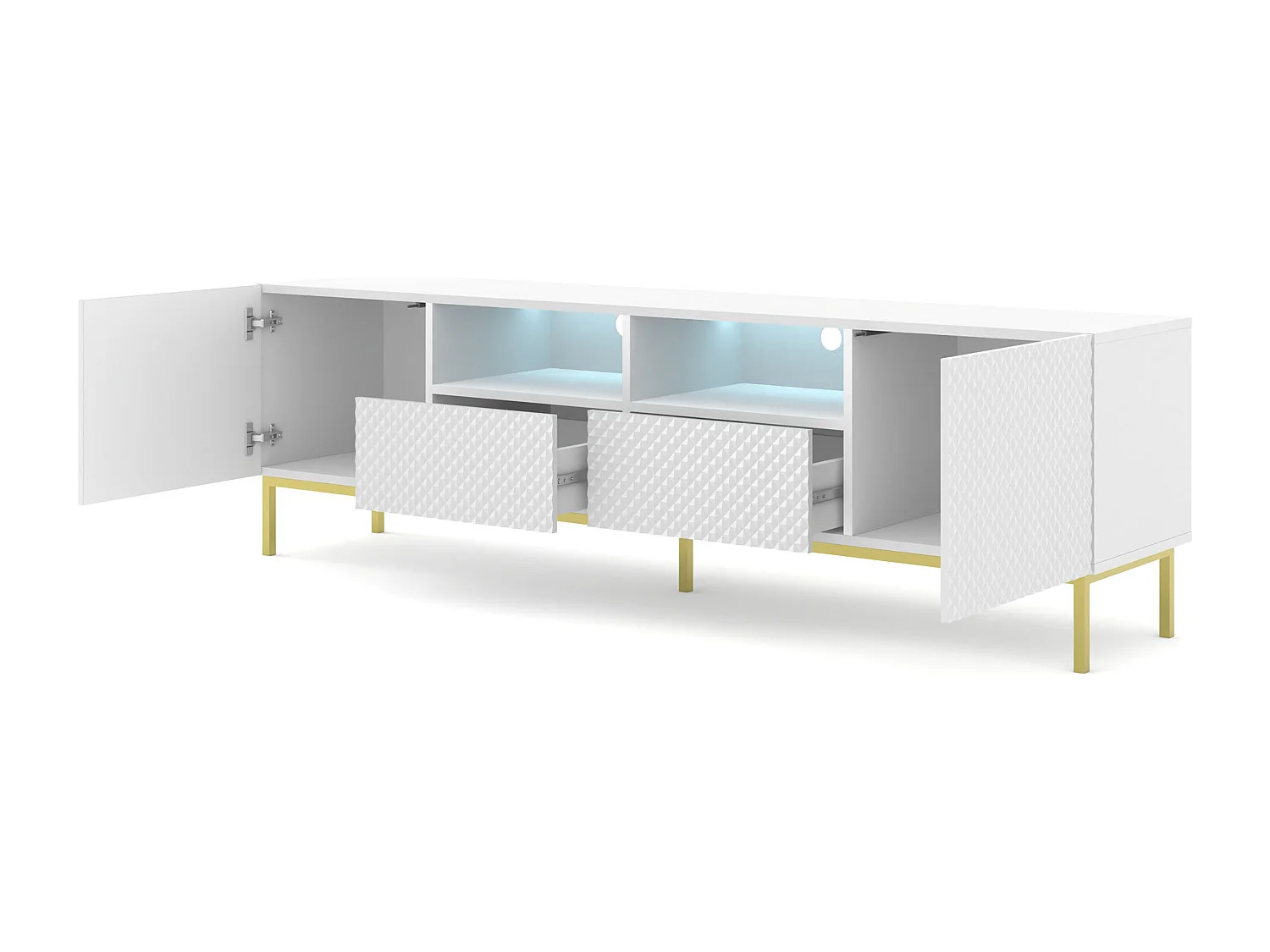 Tavolo TV Ravenna CCK RTV200 2D2S 200x42x58 Bianco & Crema