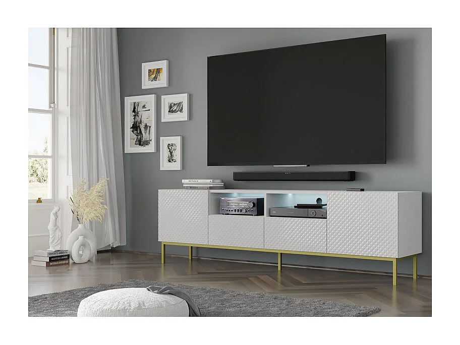 Tavolo TV Ravenna CCK RTV200 2D2S 200x42x58 Bianco & Crema