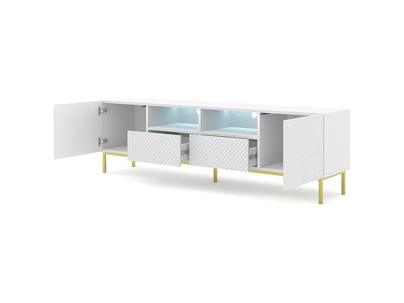 Tavolo TV Ravenna CCK RTV200 2D2S 200x42x58 Bianco & Crema