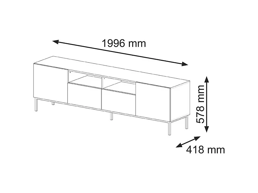 Tavolo TV Ravenna CCK RTV200 2D2S 200x42x58 Bianco & Crema