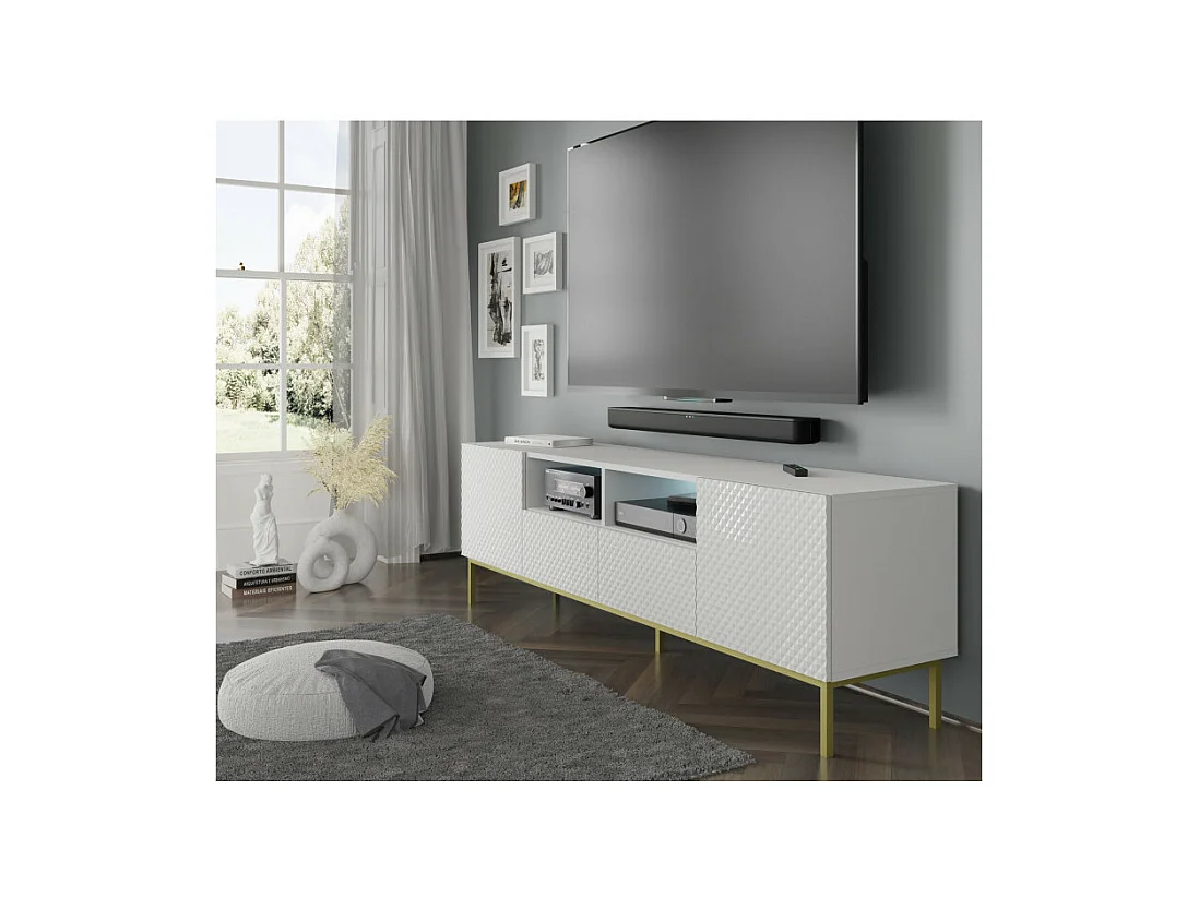 Tavolo TV Ravenna CCK RTV200 2D2S 200x42x58 Bianco & Crema