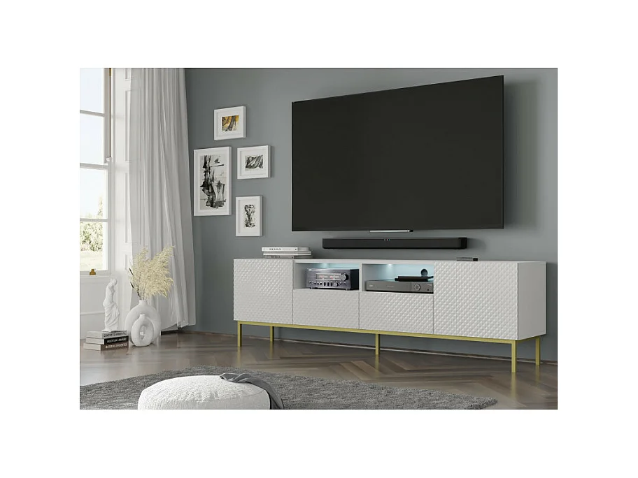 Tavolo TV Ravenna CCK RTV200 2D2S 200x42x58 Bianco & Crema