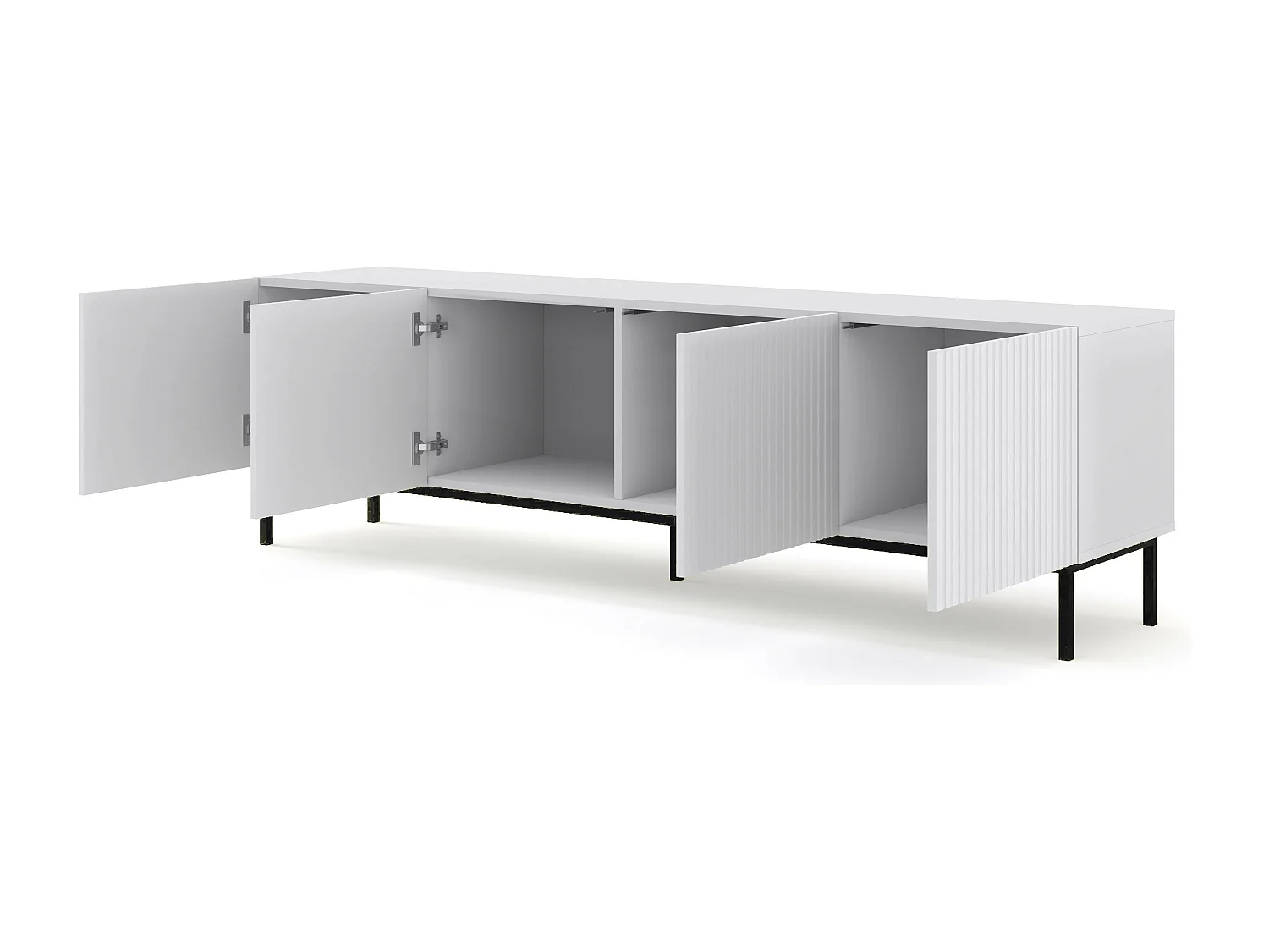 Fernsehtisch RavennaB 200x42x58 Weiß & Schwarz