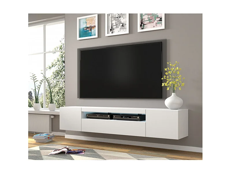 Tavolo TV AURA 200x37x42 NO LED Bianco