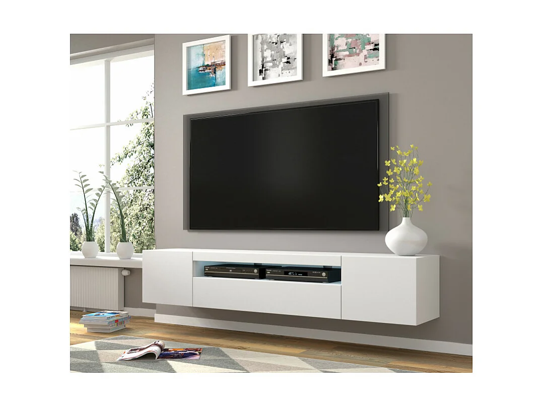 Tavolo TV AURA 200x37x42 NO LED Bianco