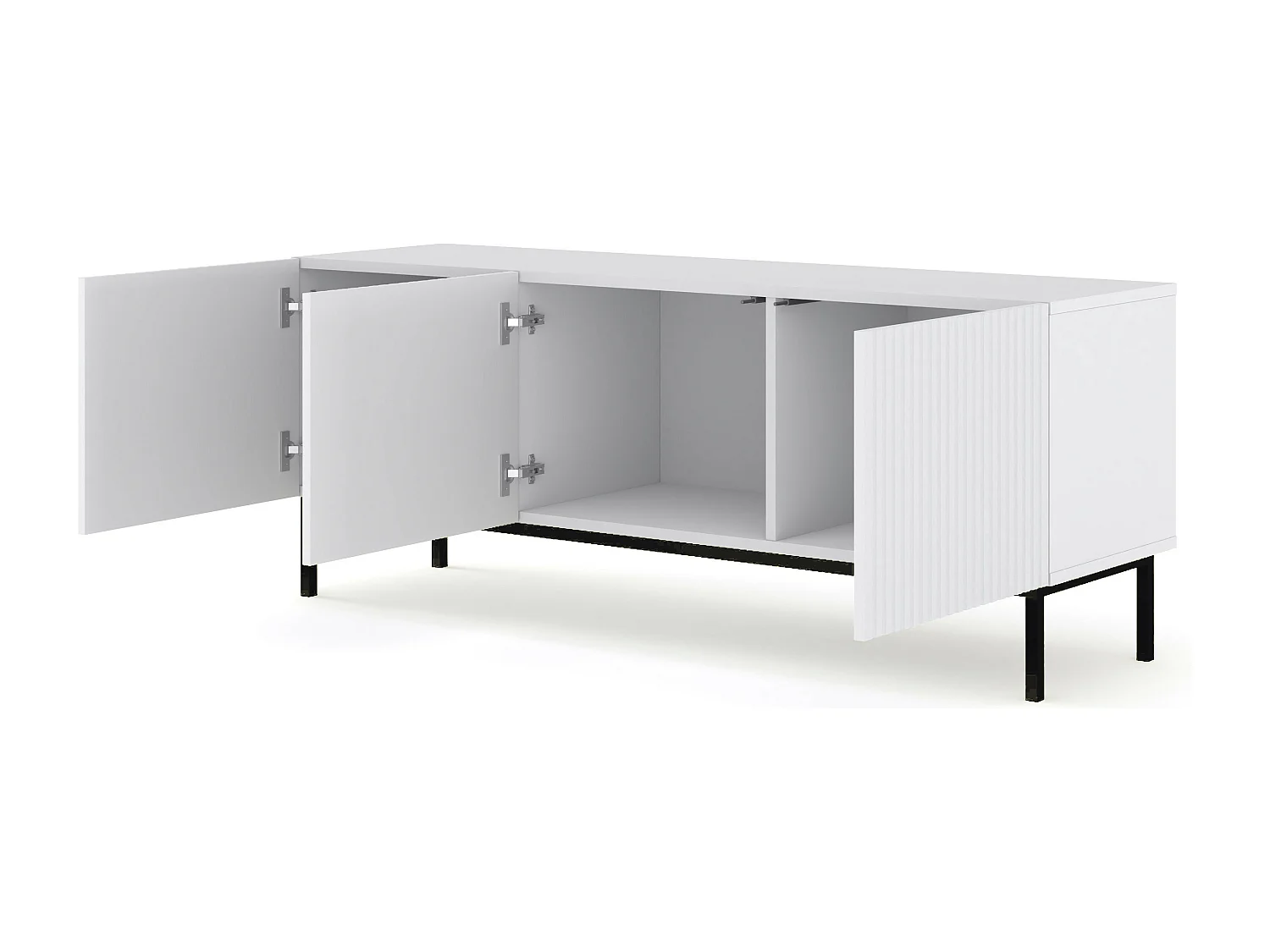 Fernsehtisch RavennaB 150x42x58 Weiß & Schwarz