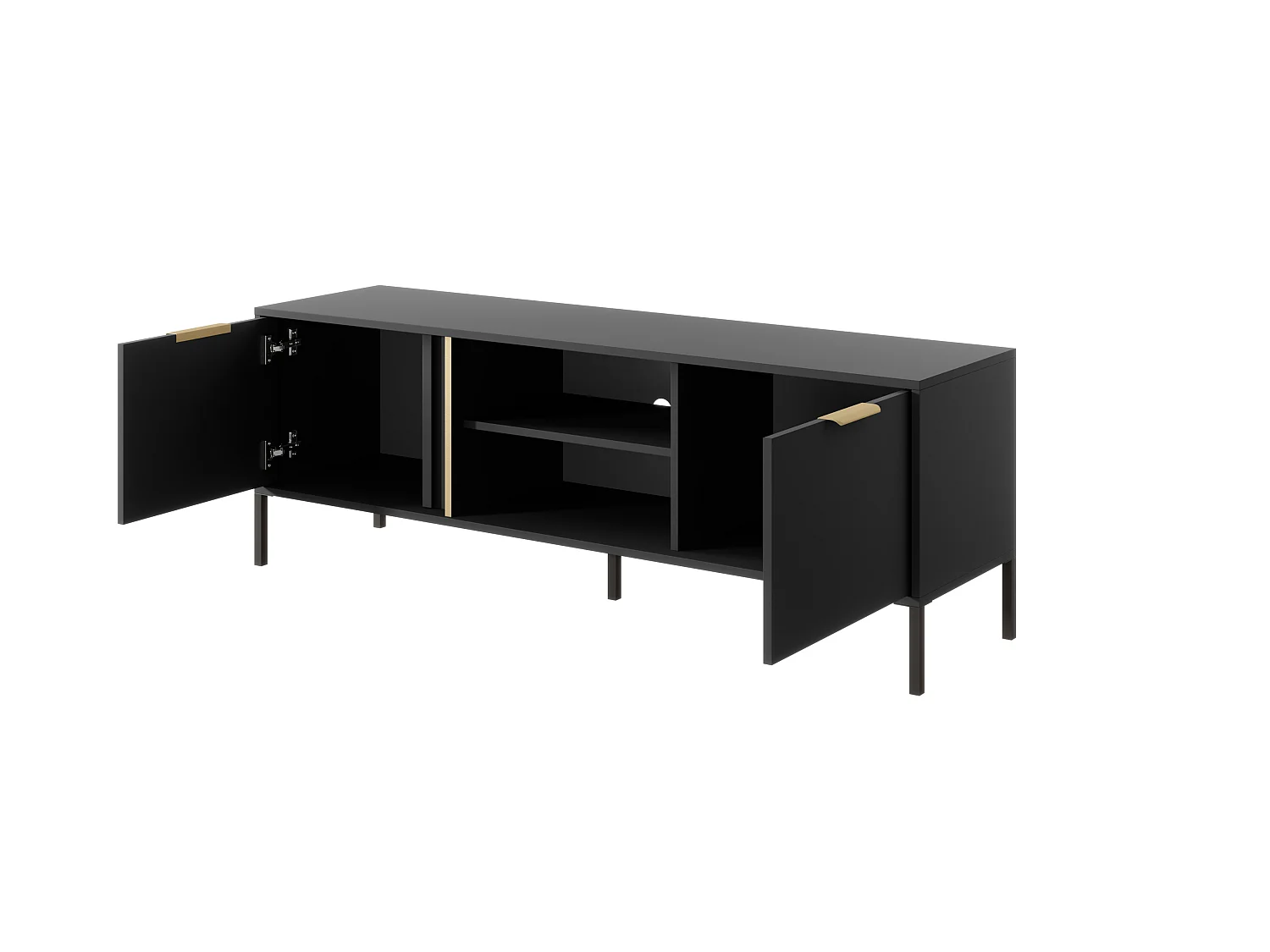 Table de télévision LARS RTV153 2D 154x40x54 Noir & Doré