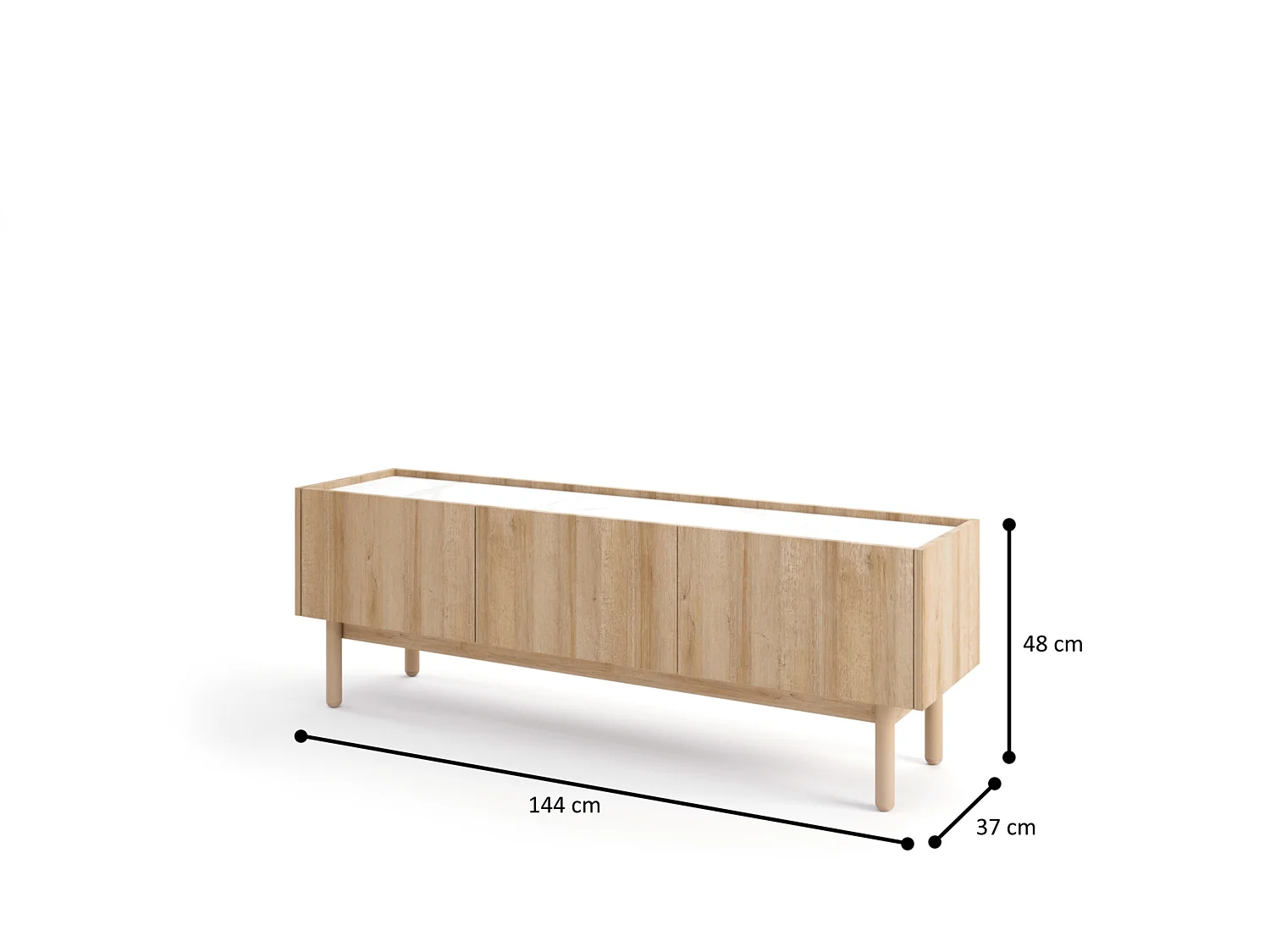 Mesa de TV BOHO RTV 144 144x37x48 Crema & Blanco