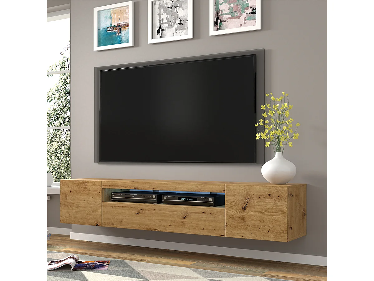 Table de télévision AURA 200x37x42 AUCUNE LED Crème