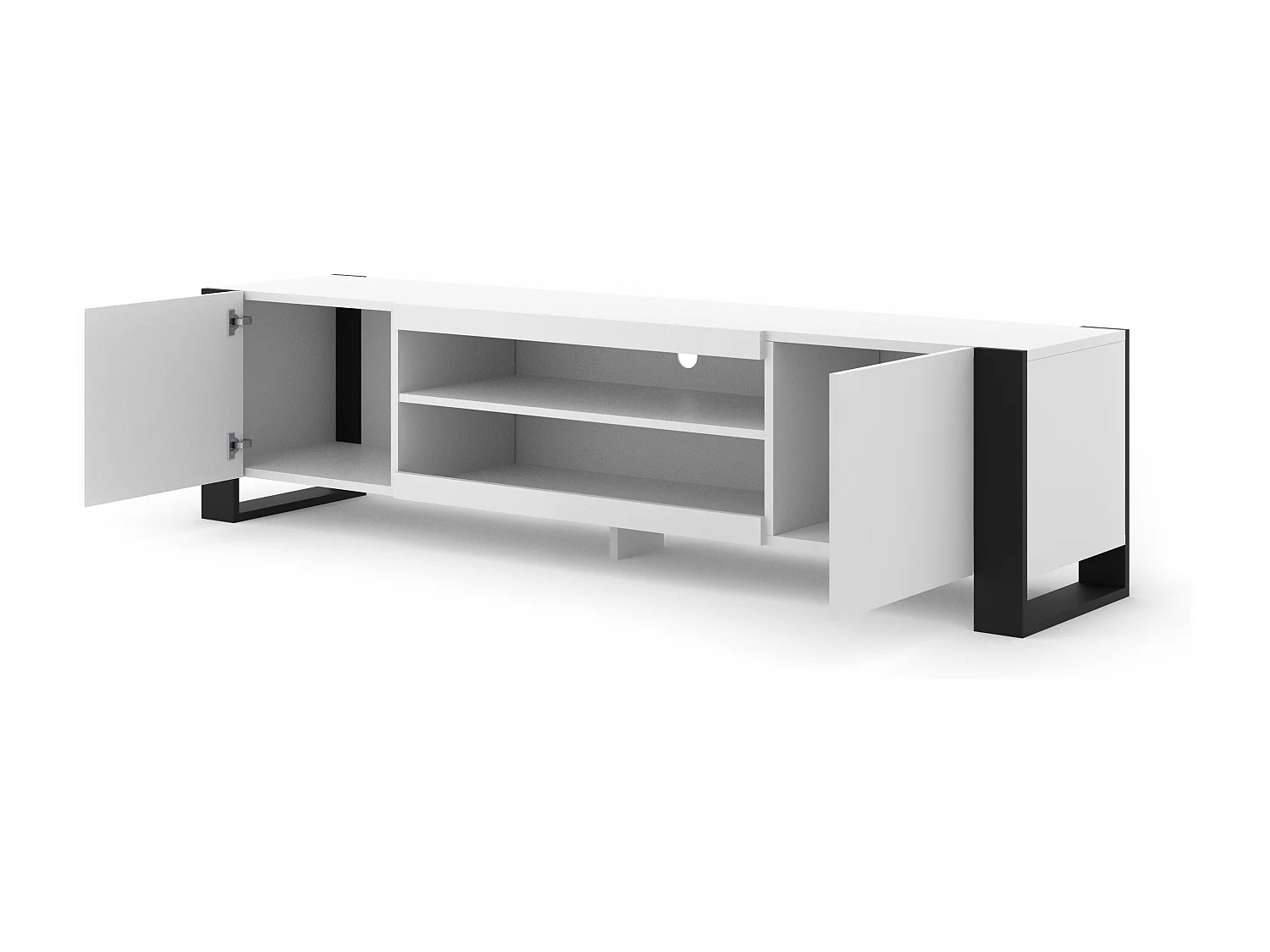 Mesa TV MONDI 188x40x47 Blanco & Negro