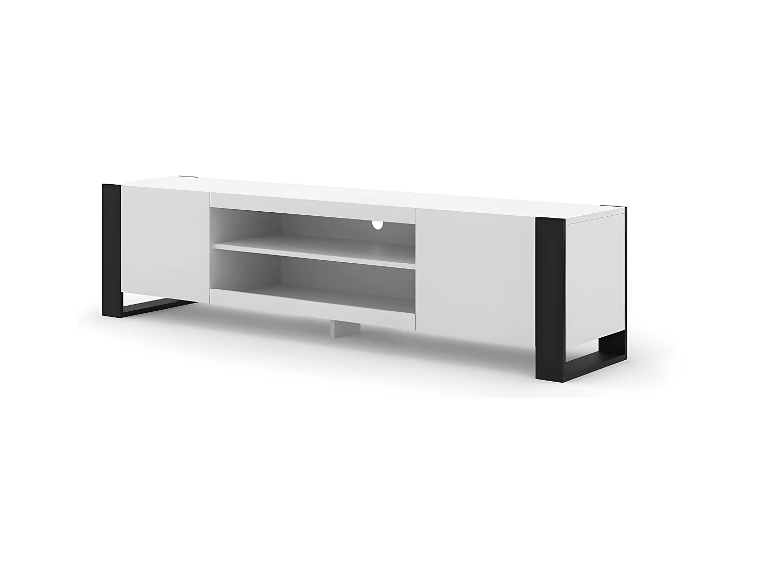 Table de télévision MONDI 188x40x47 Blanc & Noir