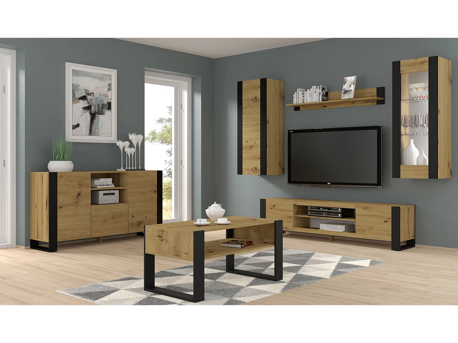 Armoire murale MONDI 48x40x125 Crème & Noir