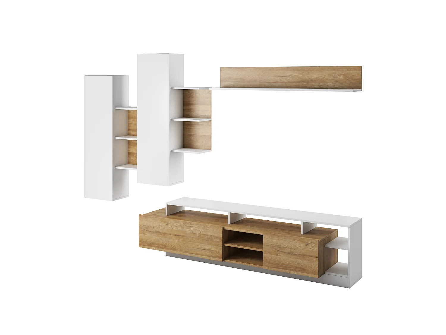 Meuble-paroi ALVA SET (5 pièces) 260x44x172 Crème & Gris