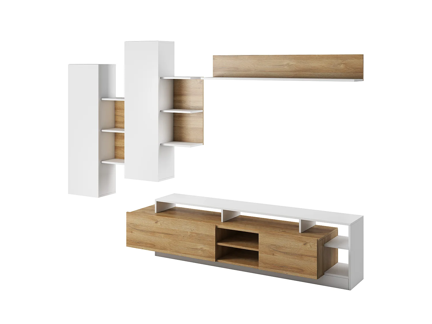 Meuble-paroi ALVA SET (5 pièces) 260x44x172 Crème & Gris