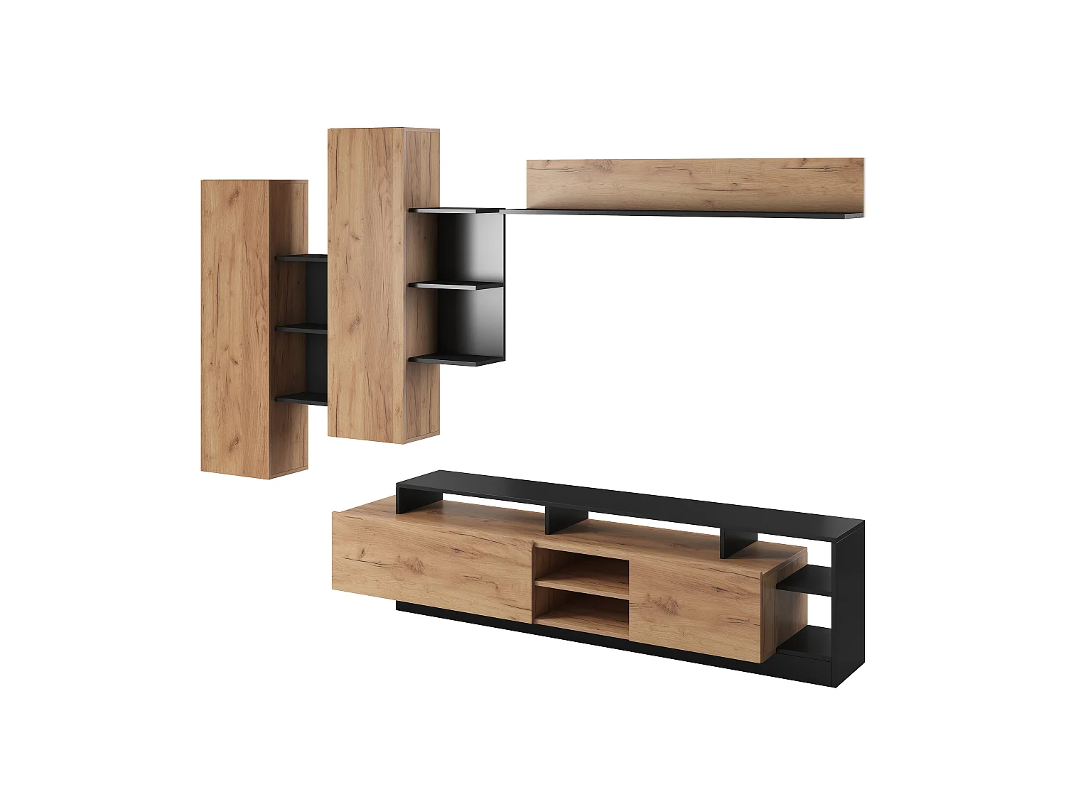 Meuble-paroi ALVA SET (5 pièces) 260x44x120 Blanc