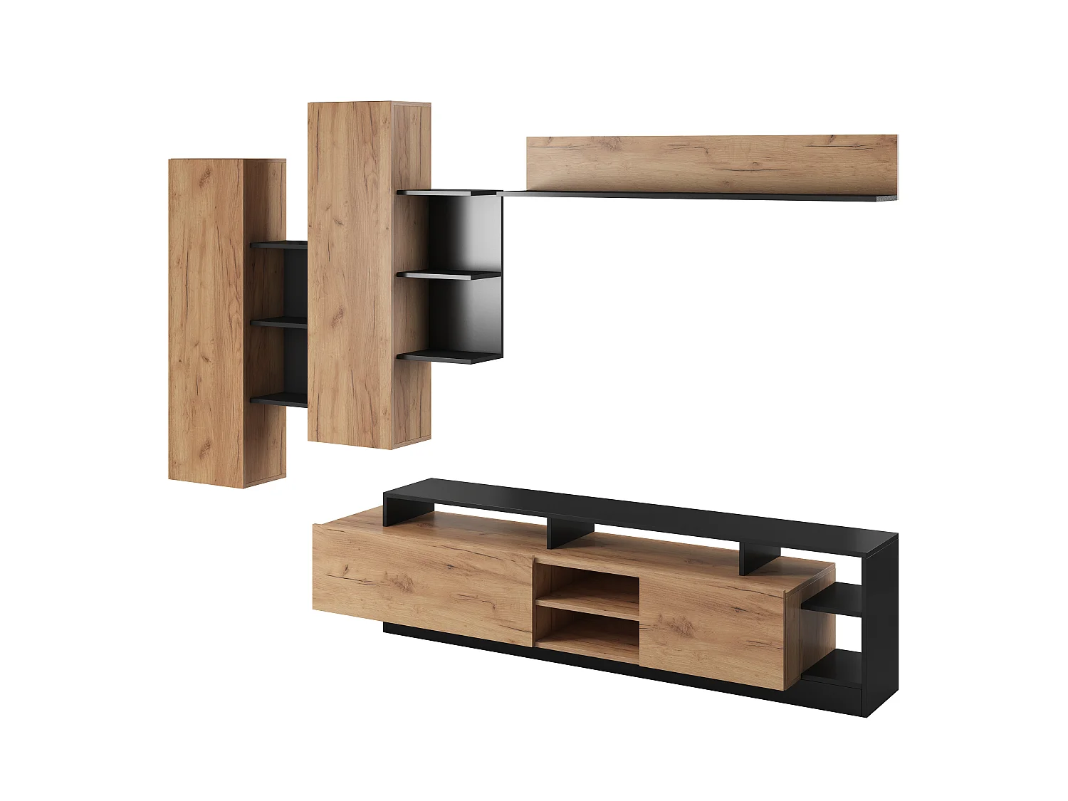 Meuble-paroi ALVA SET (5 pièces) 260x44x120 Blanc