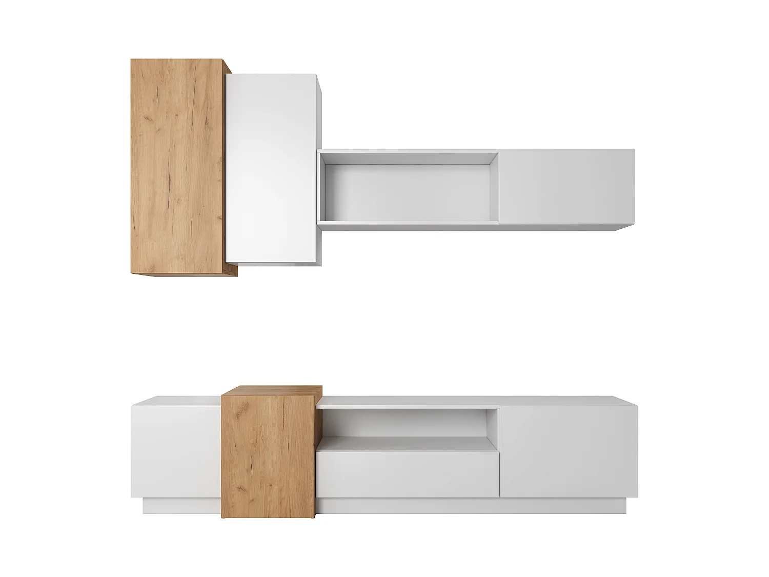 Pensile 3D SET (4 pezzi) 220x45x185 Bianco & Crema