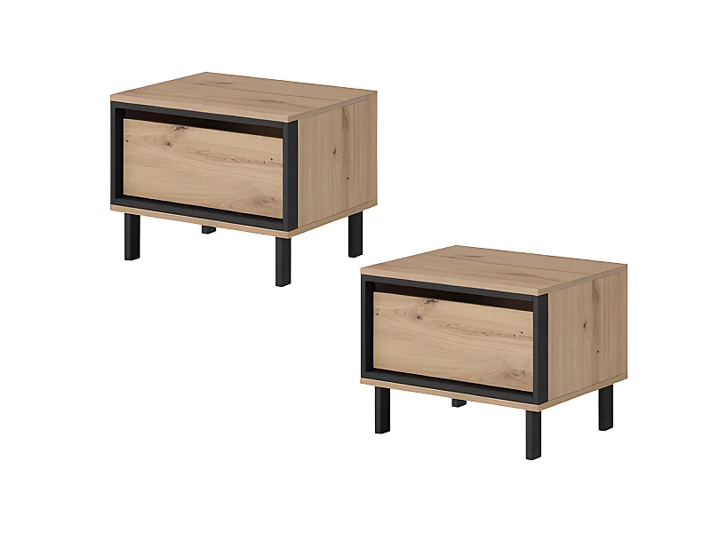 Mesilla de noche NEST (juego de 2) 52x41x41 Crema & Negro