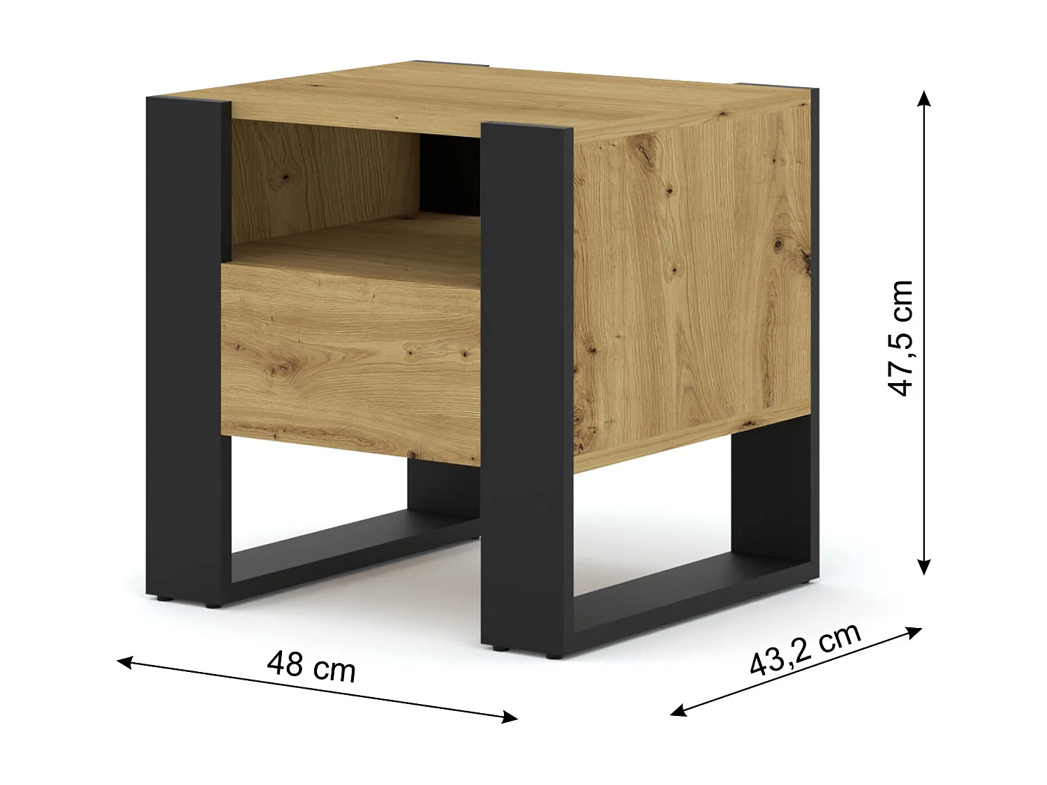 Mesilla de noche MONDI 48x40x47 Crema & Negro