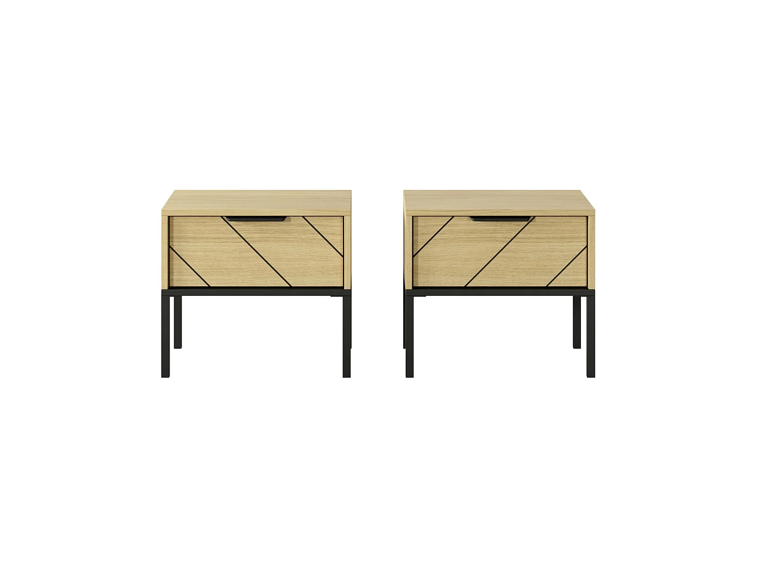 Nachttisch VERSO (2er-Set) 47x36x42 Creme & Weiß