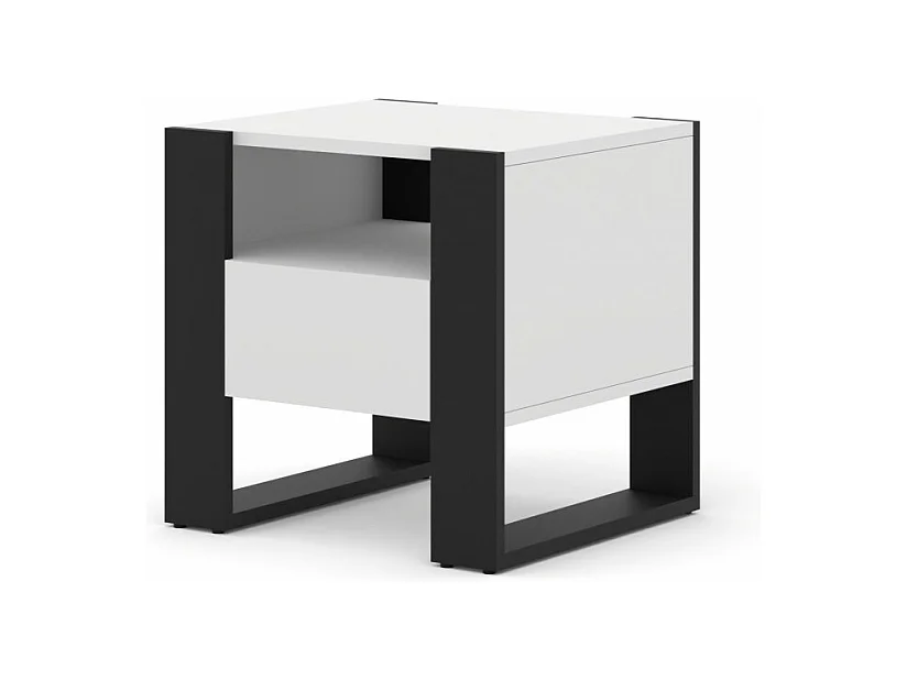 Table de nuit MONDI 48x40x47 Blanc & Noir