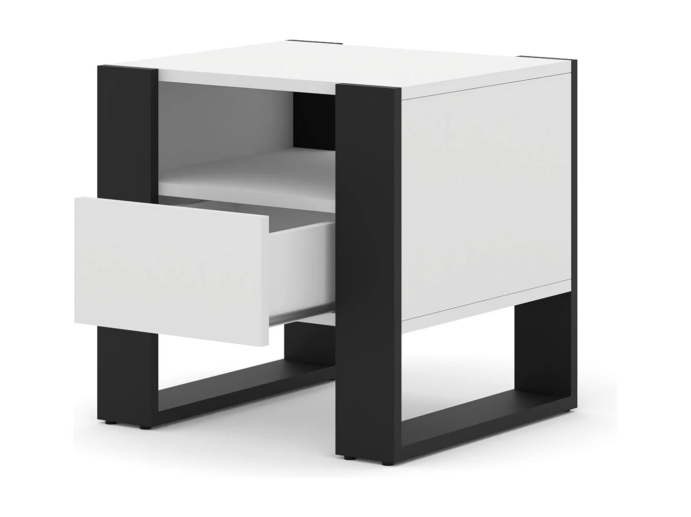 Comodino MONDI 48x40x47 Bianco & Nero