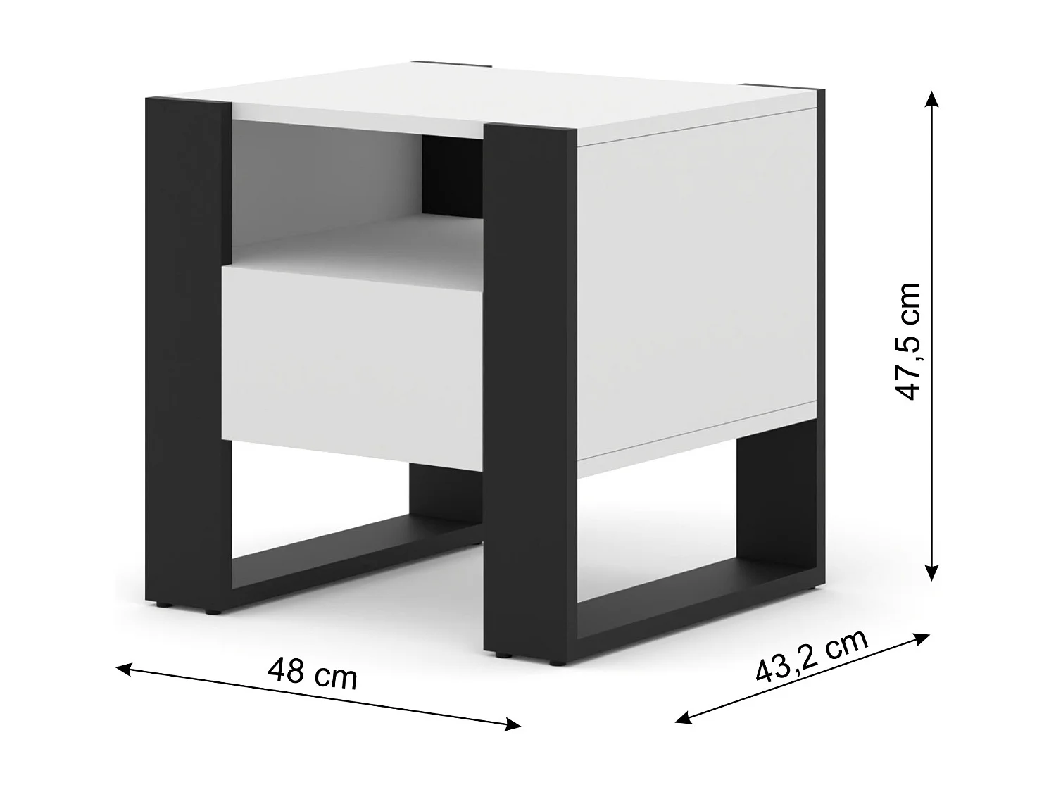 Comodino MONDI 48x40x47 Bianco & Nero