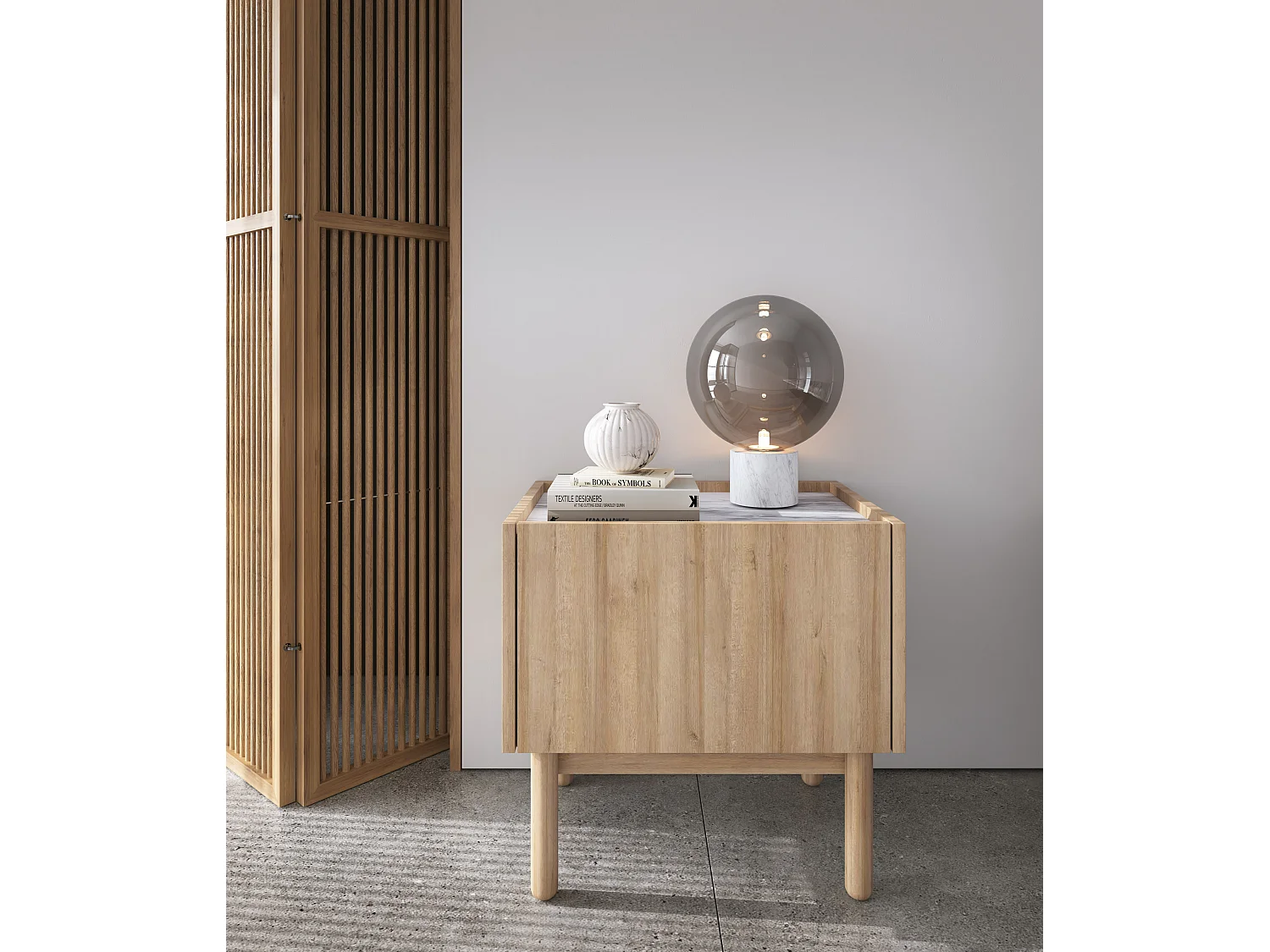 Nachttisch BOHO S50 50x37x48 Creme & Weiß