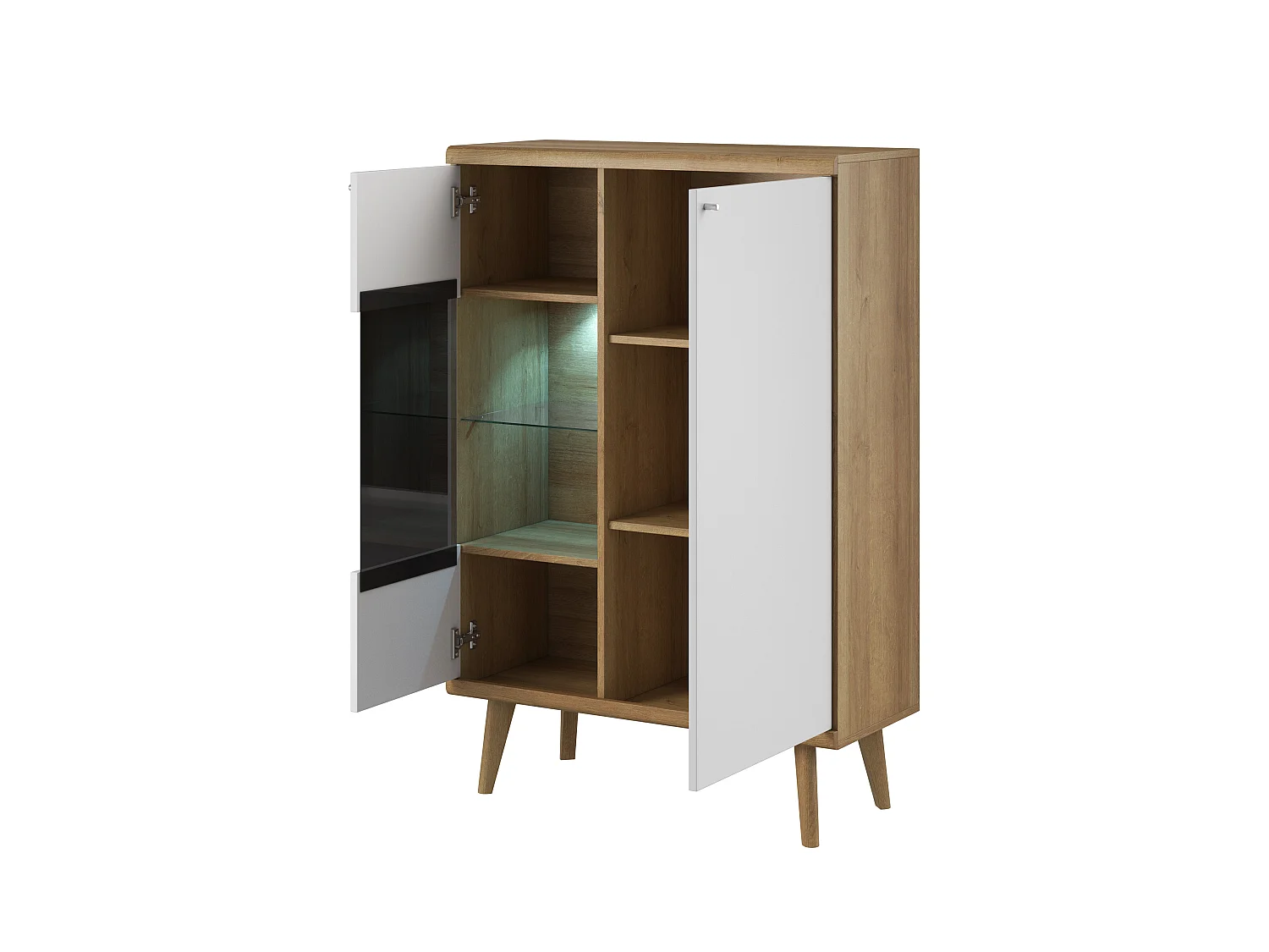 Armoire vitrine PRIMO PWT90 LED 90x40x134 Crème & Blanc