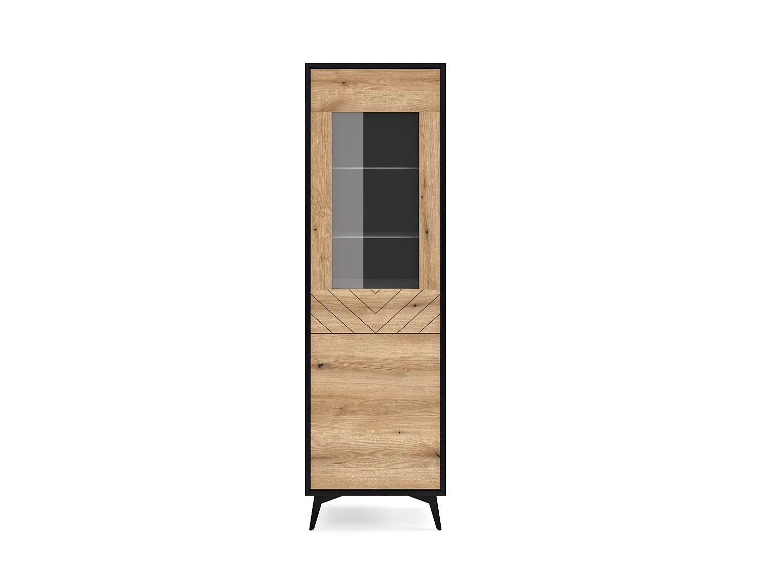 Armoire vitrine DIAMOND W54 54x39x179 Crème & Noir