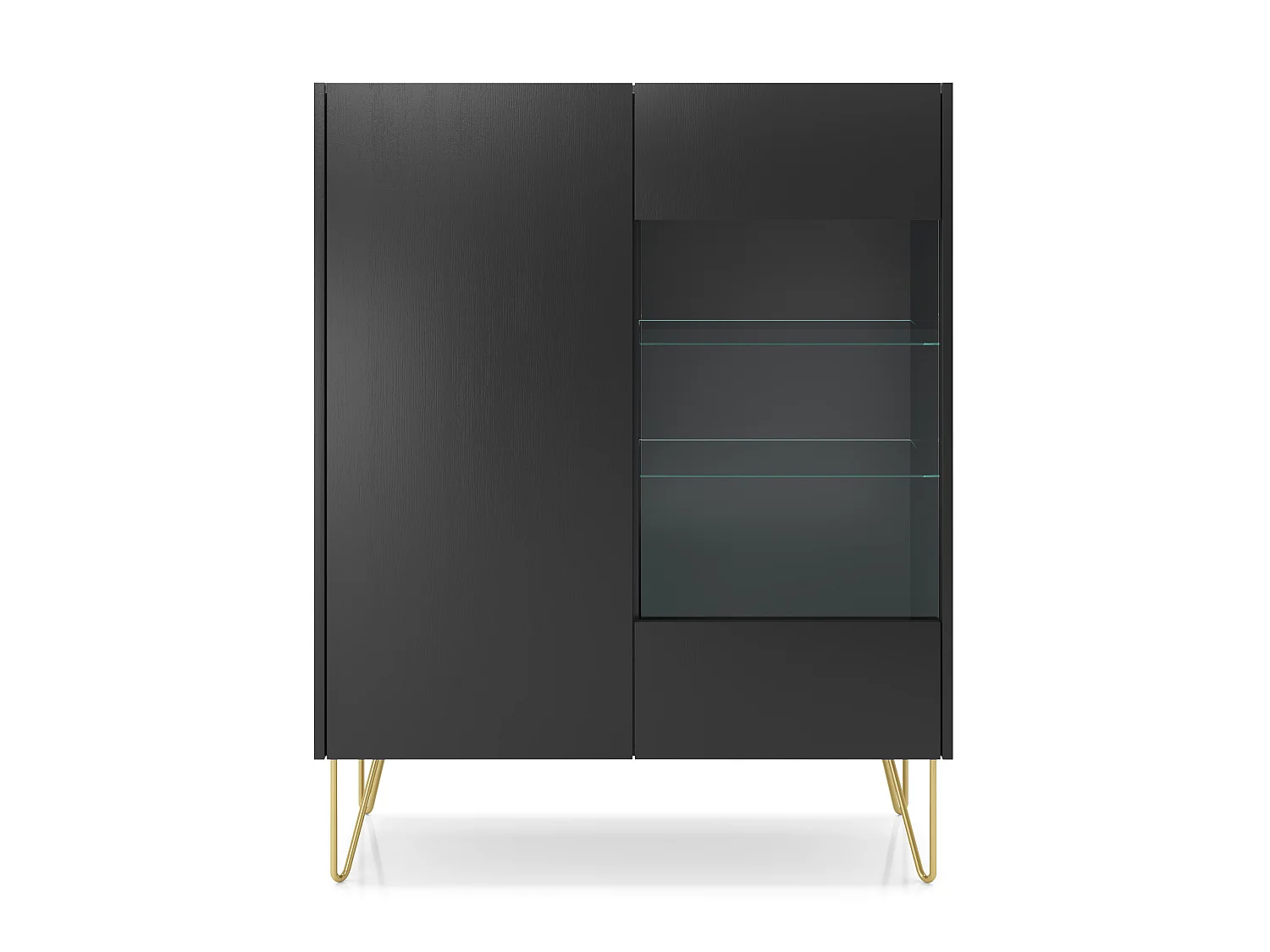 Armoire vitrine HARMONY WT97 97x37x122 Noir & Doré