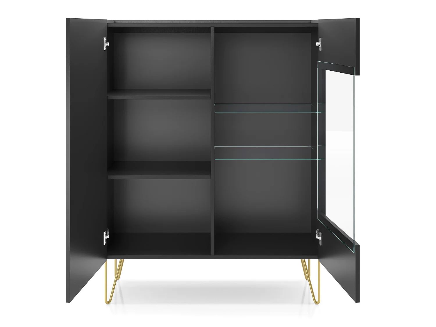 Armoire vitrine HARMONY WT97 97x37x122 Noir & Doré