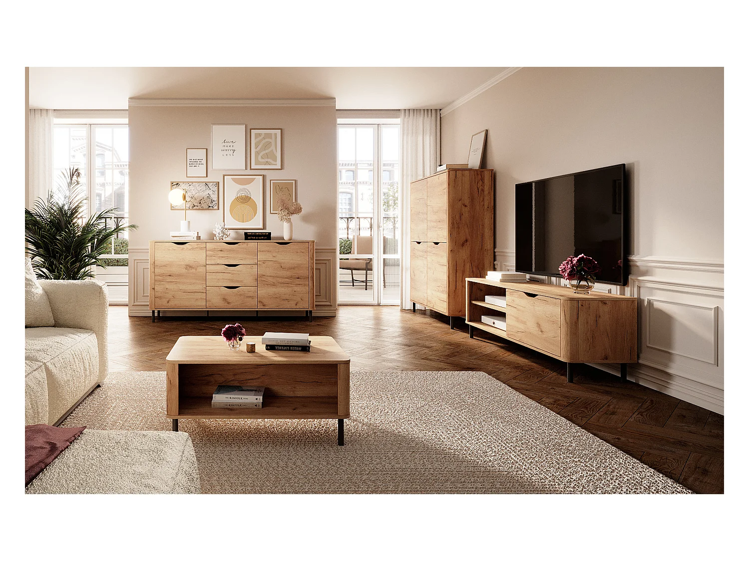 Vitrinenschrank SANTI 64x40x195 Beige