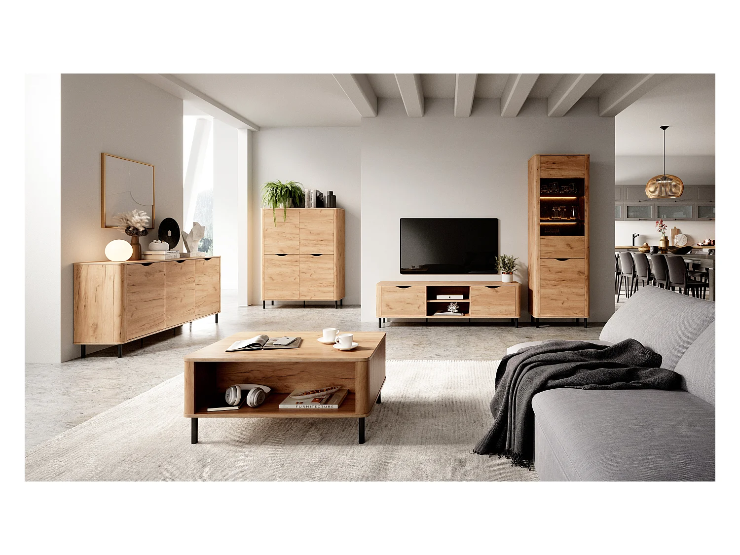 Vitrinenschrank SANTI 64x40x195 Beige
