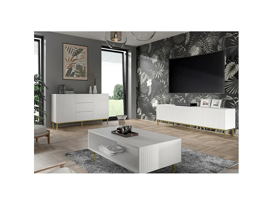 Vitrinenschrank RavennaB 60x42x215 Weiß & Schwarz