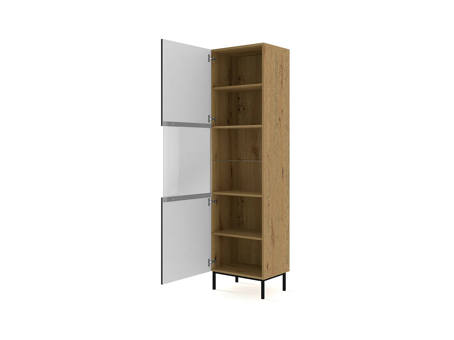 Vitrinenschrank RavennaB 60x42x217 Creme & Schwarz