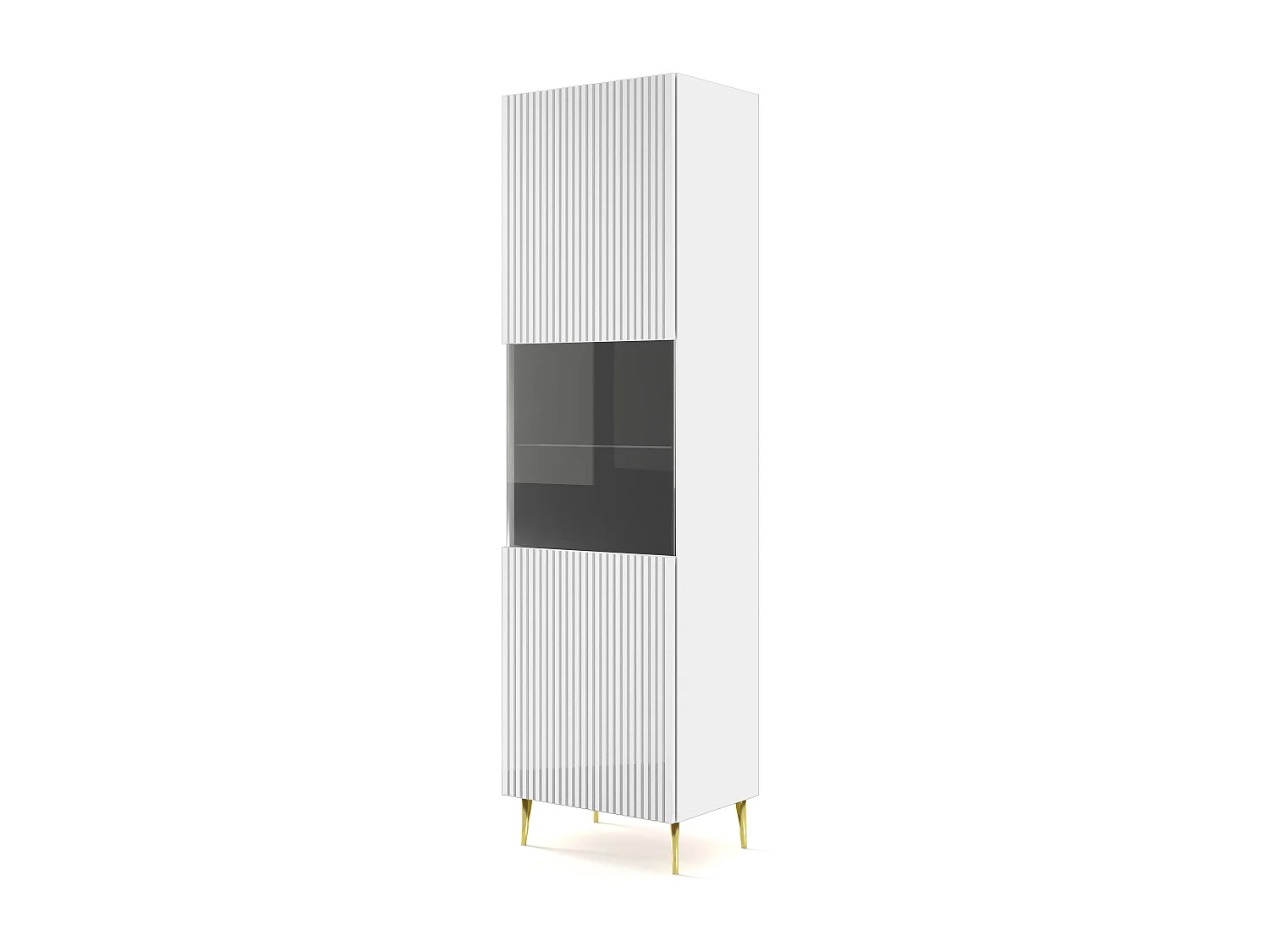 Armoire vitrine RavennaB 60x42x215 Blanc & Crème