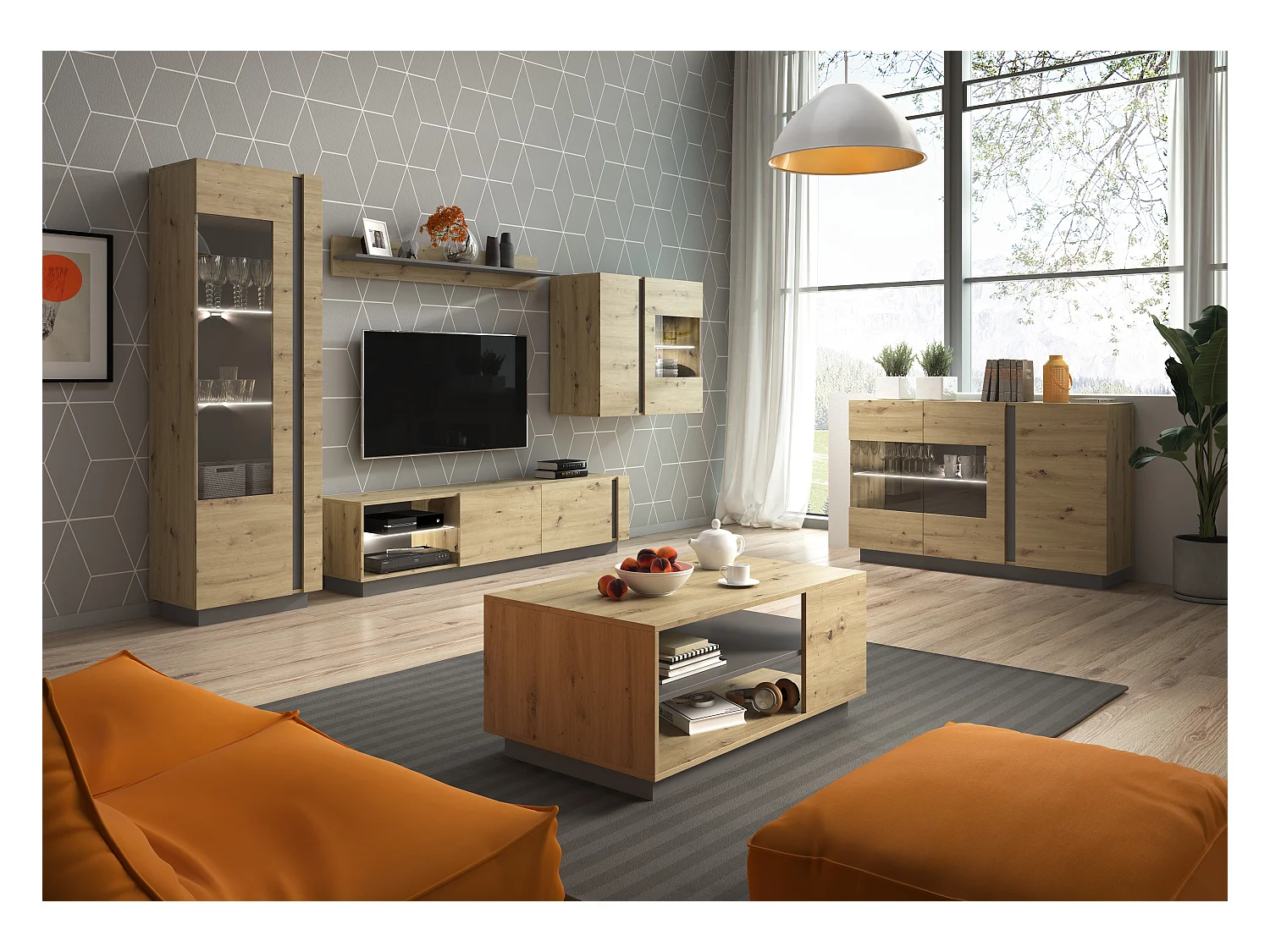 Vitrinenschrank ARCO 60W LED 60x40x194 Beige